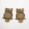 PandaHall Owl Tibetan Jewelry Alloy Big Pendant Cabochon Bezel Setting Lead and Nickel Free Jewelry Antique Bronze
