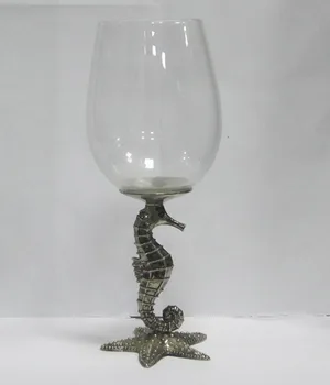 Wine Gl With Seahorse Handle Metal Stem Wine Gl With Seahorse Handle