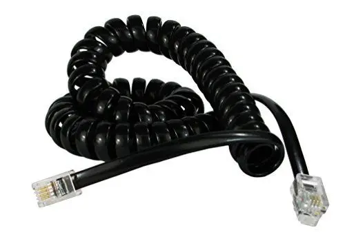 RJ11 4P4C Modular Telephone Handset Cable Receiver Coil Cord Wire 10 Feet, black 