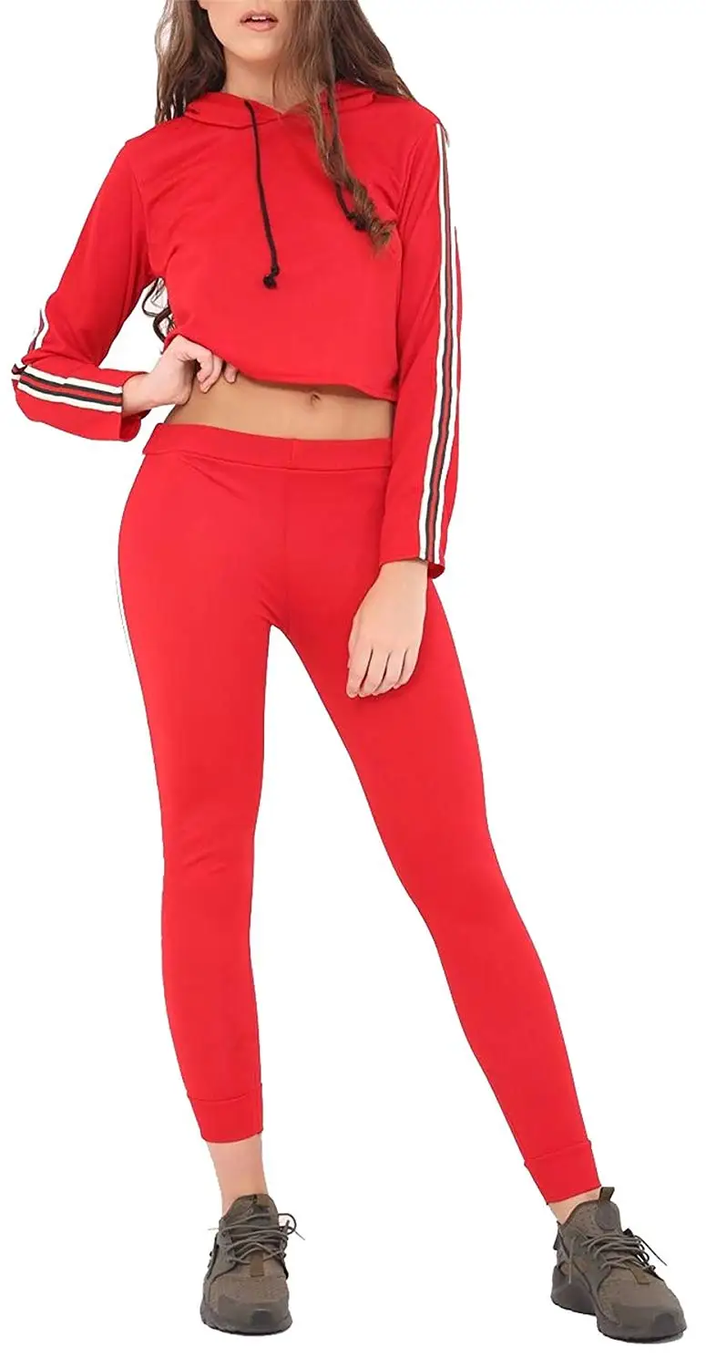 red ladies tracksuit