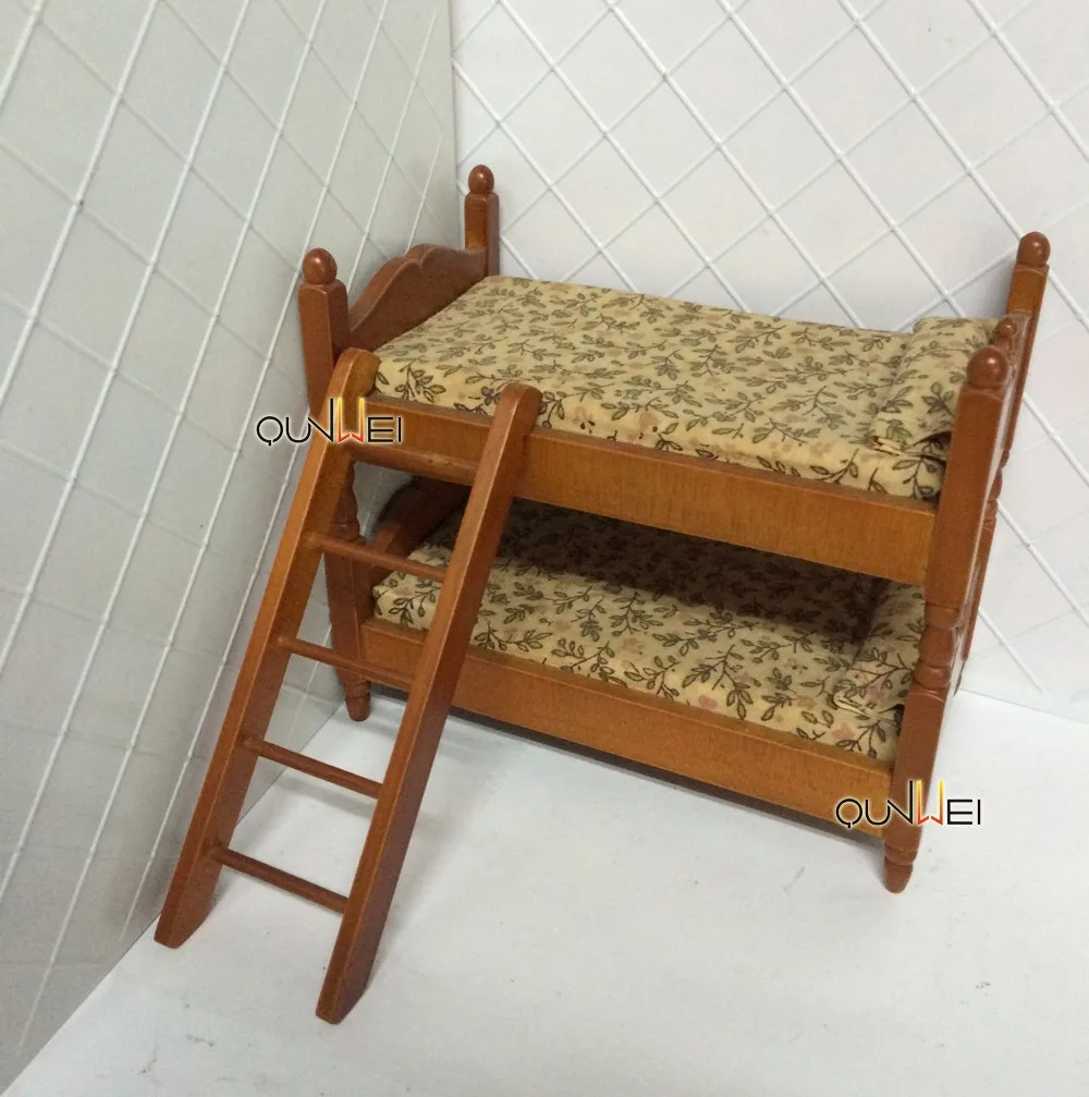 112 Dollhouse Miniature Wooden Bunk Beds School Dormitory Beds Qw60015
