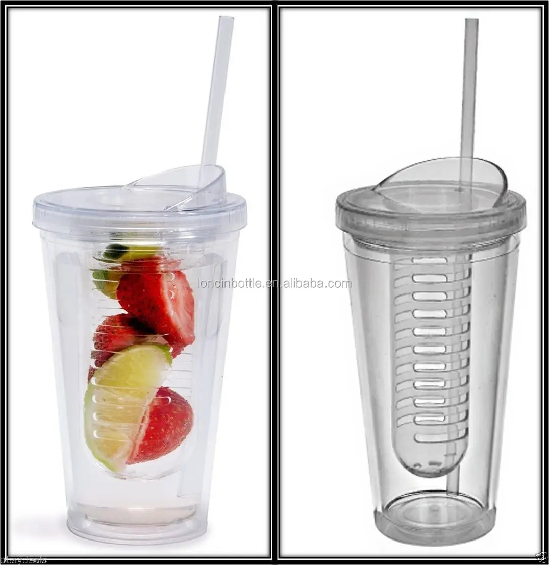Fruit Infuser Water Bottle,Tumbler With Straw,24oz Tritan Cold Drink