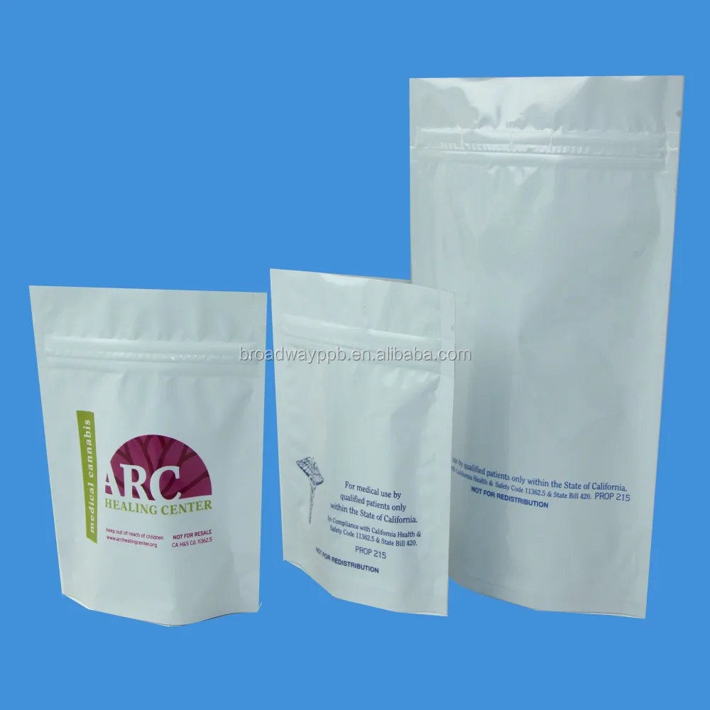 Stand Up Zipper 1 4oz Mylar Pharmacy Bags Heat Sealing Custom Prescription