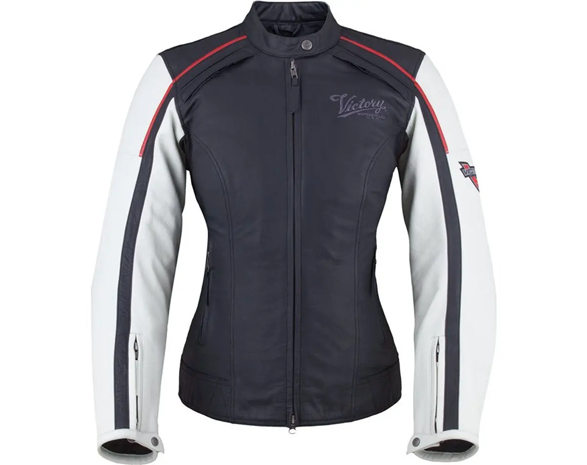 Victory Motorcycles Women's Cascade Jacket Black/White Leather (Large)