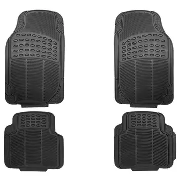 Heavy Duty All Weather Rubber Black Mat 4 Pc Pads Car Floor Mats