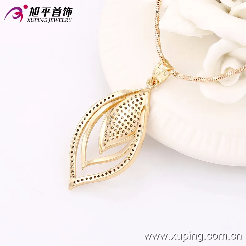 63558 Xuping hot sale Ladies fashion diamond leaf design gold jewelry set