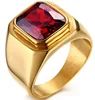 Ring Jewelry Type Selling Exaggerated Saudi Gold Jewelry Ring HotRuby Big Glass Stone Men Stainless Steel ring as Party GIft