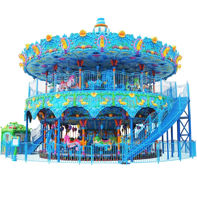 Modern Amusement Park Rides Musical Merry Go Round Carousel Horse 