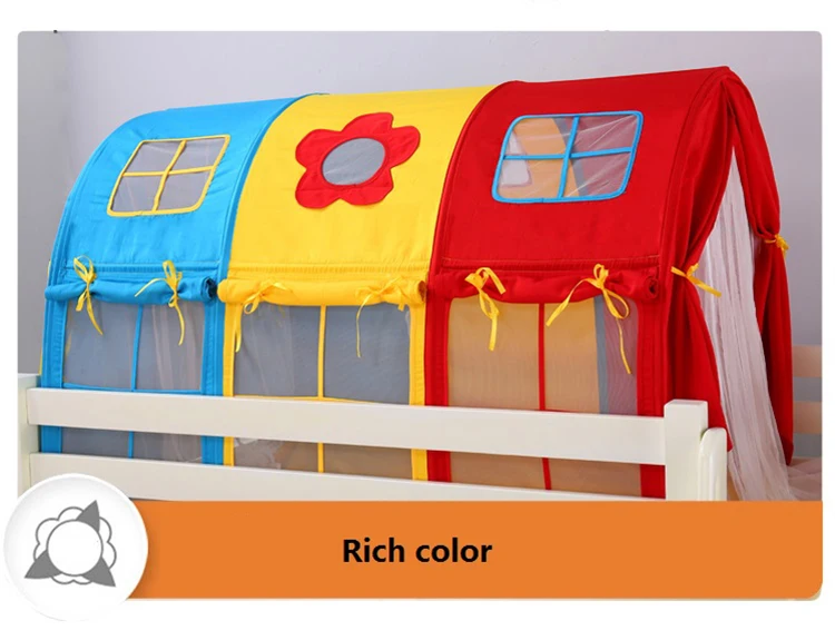 Kids Bunk Bed Loft Toddler Bed In Pine Wood Tent Bed With Fabric Tent
