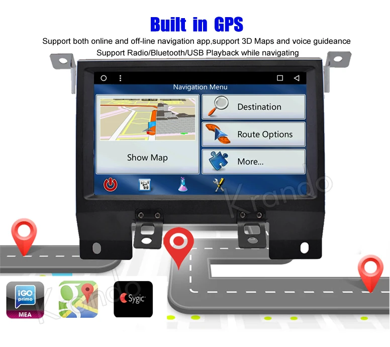 Krando Android 6.0 7" Touch Screen Car Audio Gps Navigation System For