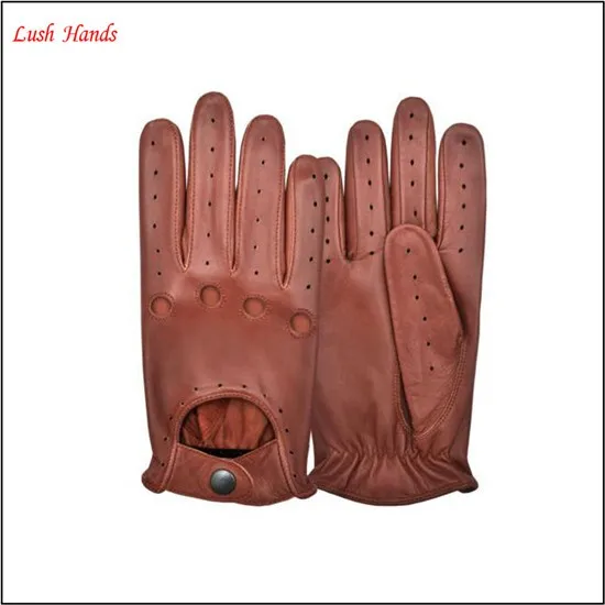 men's leather brown driving gloves leather gloves manufactory