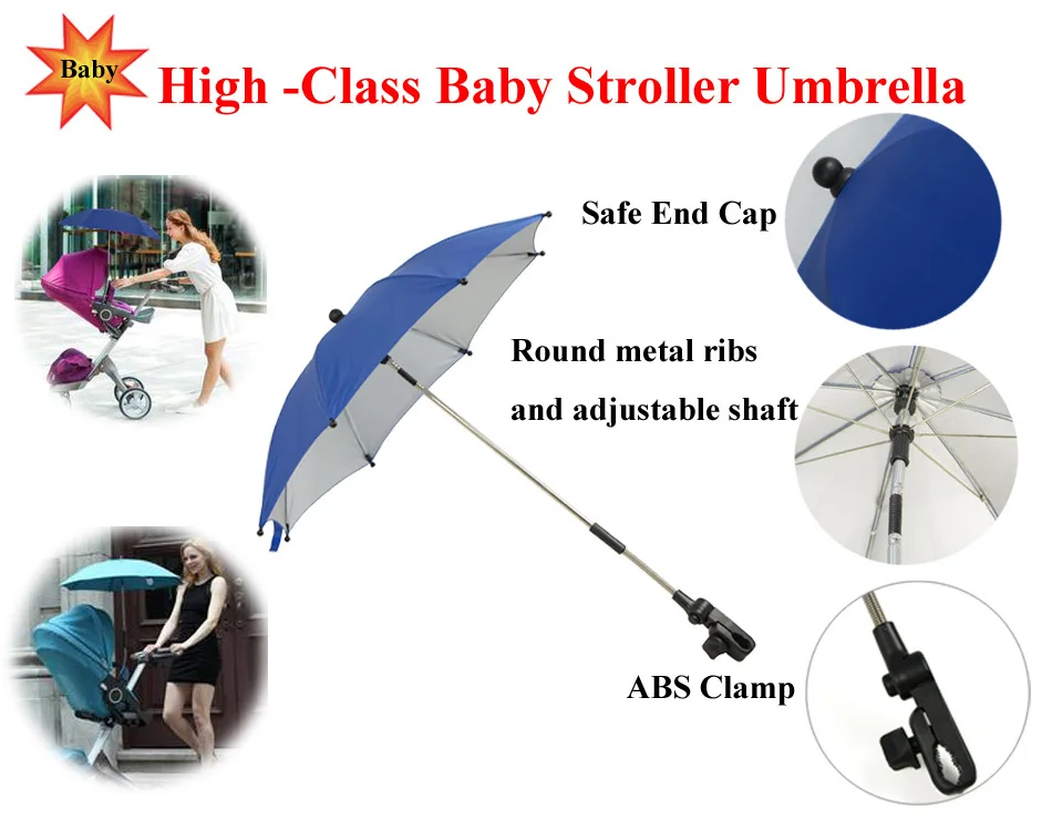 Safety Design Uv Resistance Adjustable Clamp Handle Baby Stroller