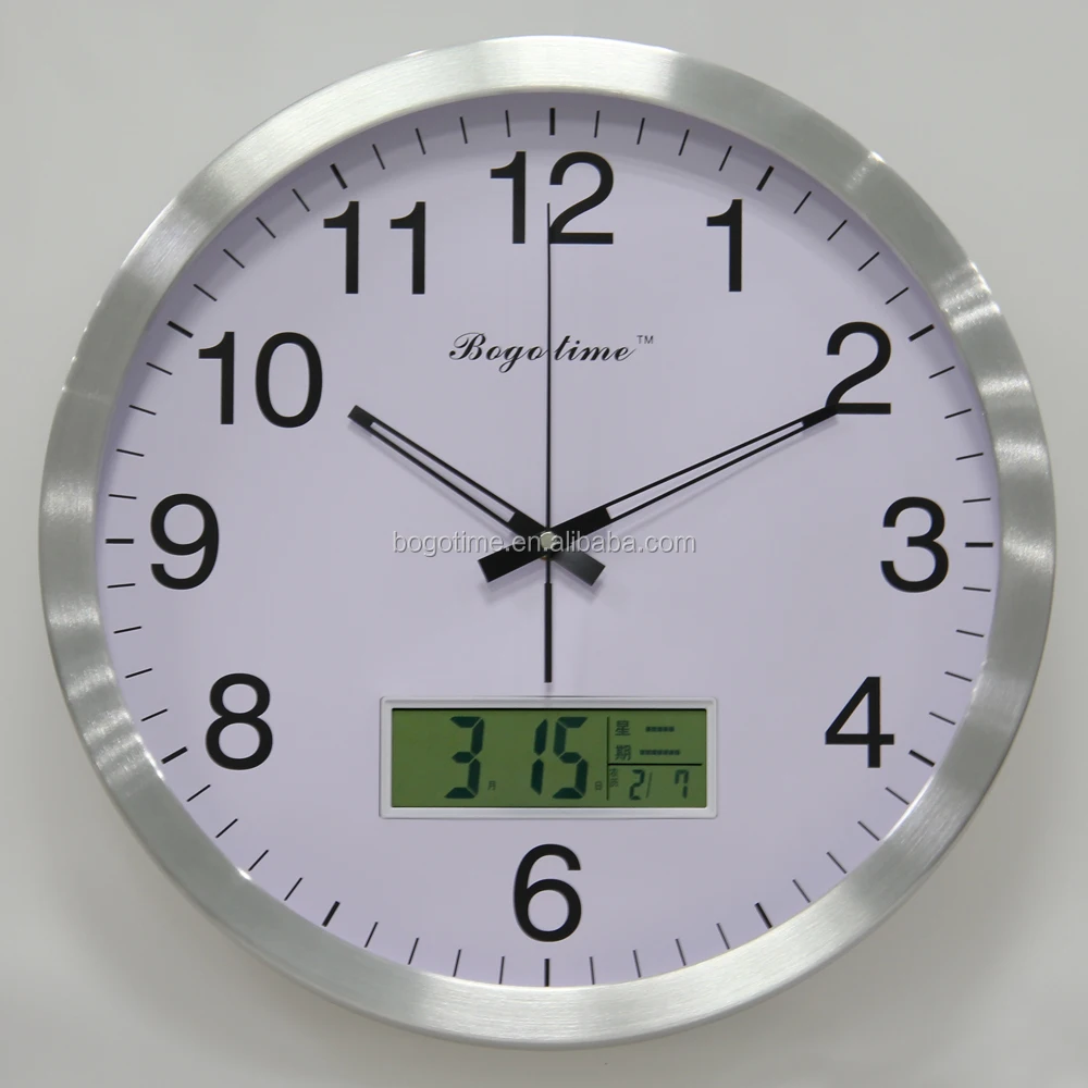 16 Inch Aluminium Shell Large Size Digital Lcd Calendar Wall Clock With Day And Date Buy Calendar Wall Clock Day And Date Wall Clock Digital Wall Clock Product On Alibaba Com
