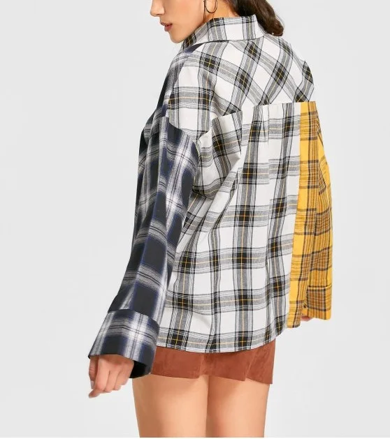 color block flannel womens