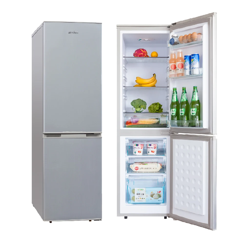 196 Liter Double Door And Bottom Freezer Stainless Steel Household
