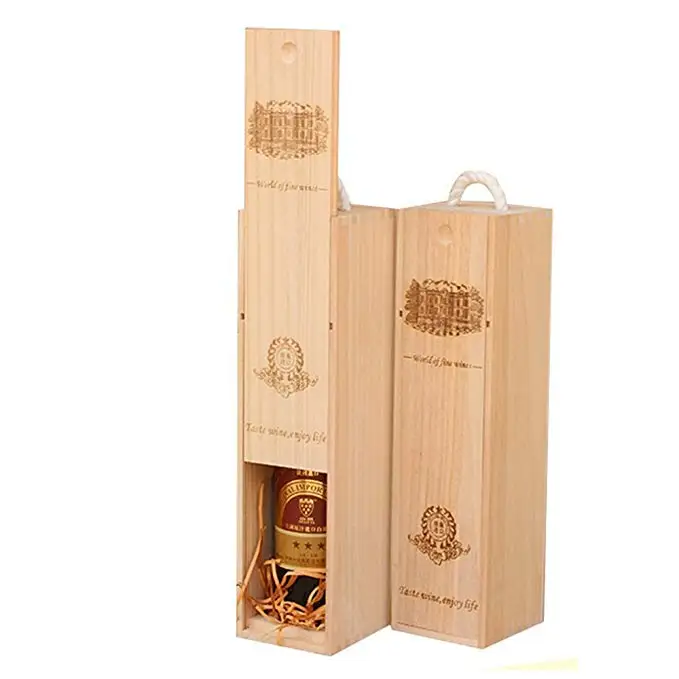 High Quality Natural Wood Single Bottle Wine Box Carrier Crate Case ...