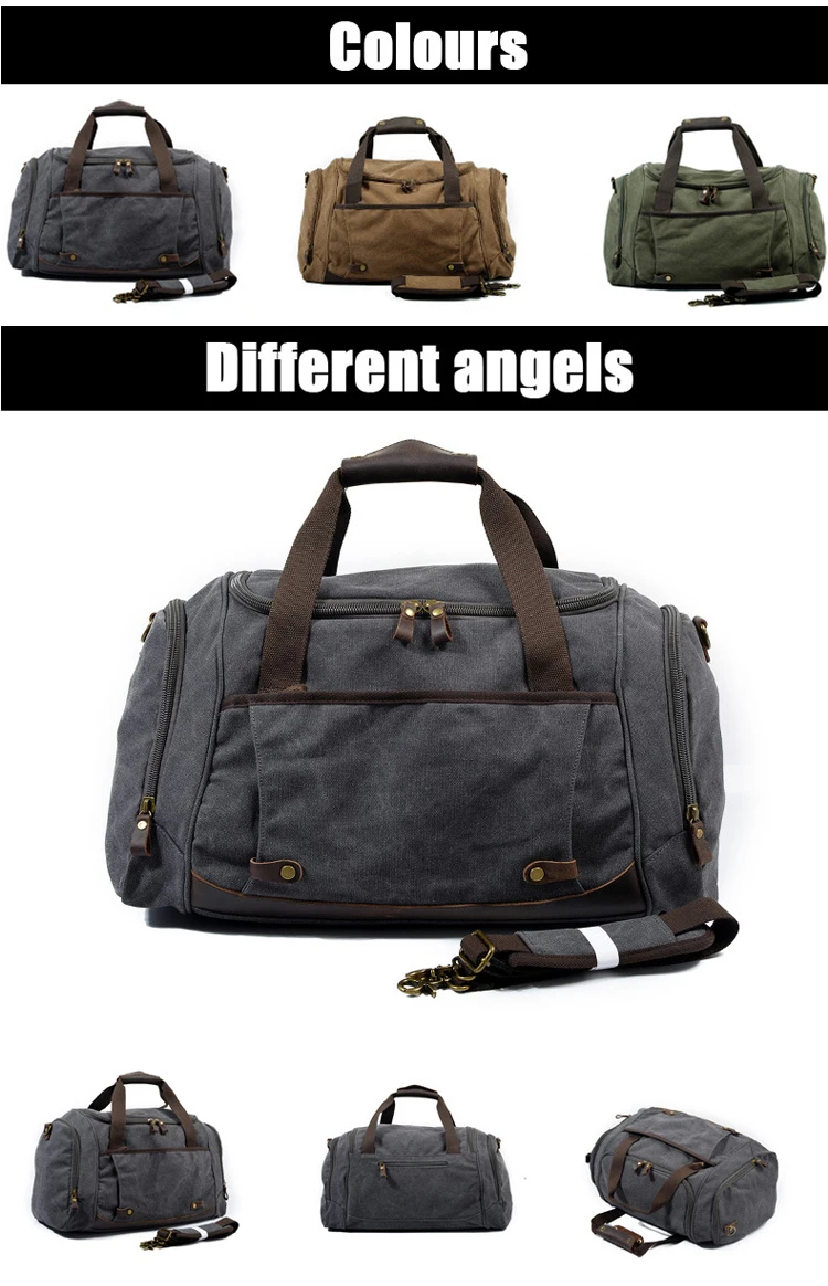 European design vintage large 16oz canvas leather trim garment luggage duffle duffel overnight holdall bag with shoes apartment
