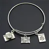 Fashion Alloy Customize Camera Charm Adjustable Bangle Bracelet