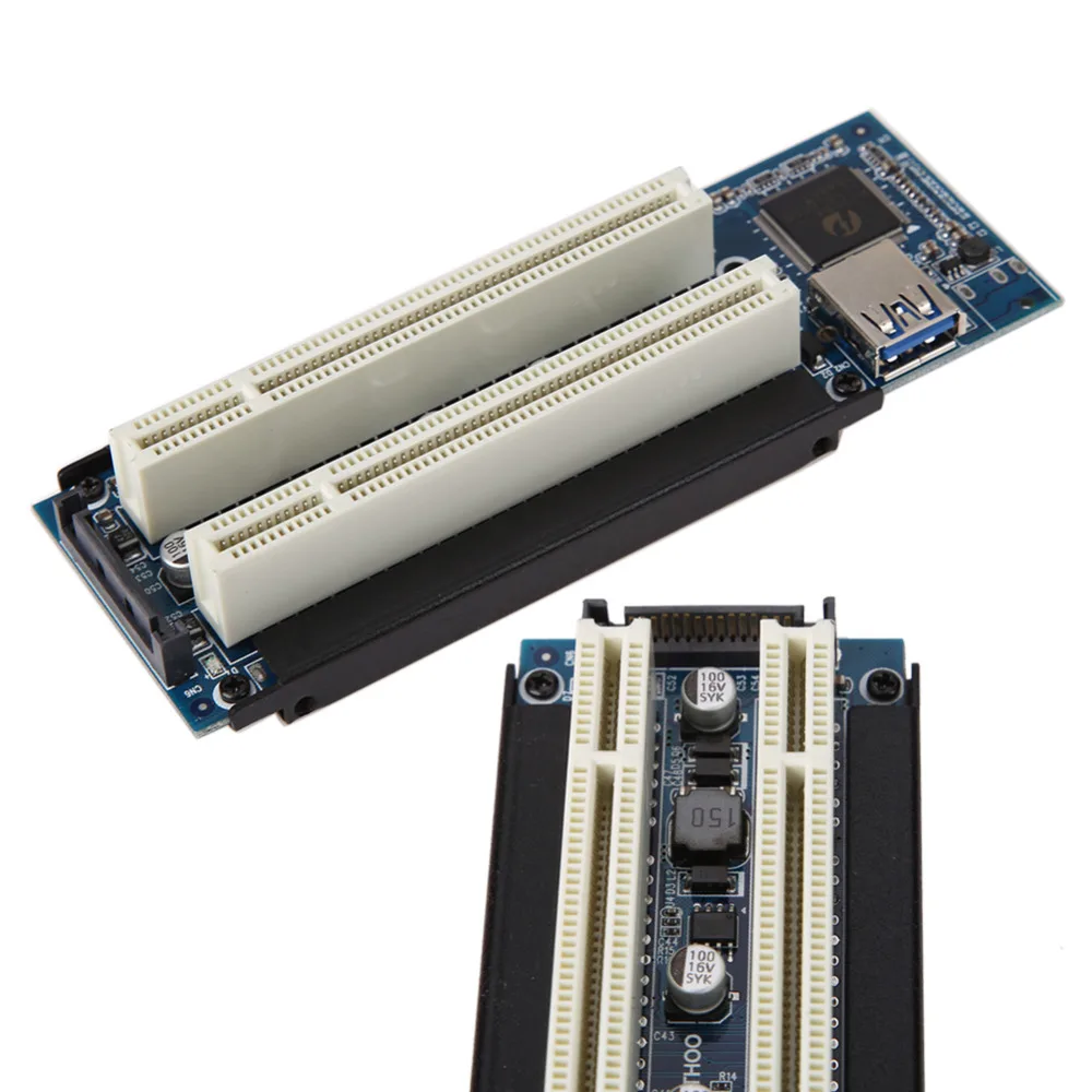USBTOP BRAND PCI-E PCI Express X1 to Dual PCI Riser Extend Adapter Card PCI Add On Cards with 1M USB 3.0 Cable