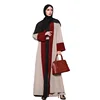 Fashion Muslim Malaysia cardigan red brown patchwork horn long sleeve dress dubai abaya