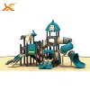 Forest theme kids outdoor playground with strong plastic combination slides kids activity games