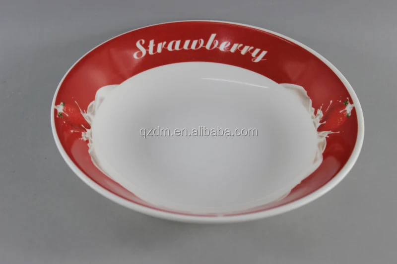 9inch Melamine Suop Plate Plastic Deep Plate Strawberry Print