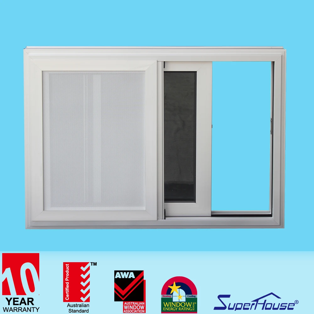 AS2047 aluminium frame sliding glass window with mosquito net