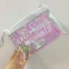Personalized Transparent Holographic Fashion Cosmetic Bag, Portable PVC Travelling Zipper Small Women Makeup Bag