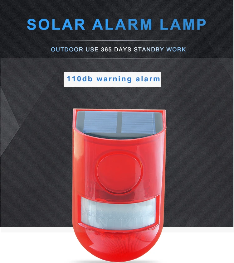 Factory Directly Sell Solar Alarm System Solar Security light PIR Motion Sensor IP65 Solar Siren Solar intruder alarm