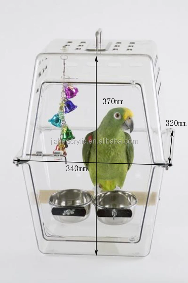 Large Plexiglass Acrylic Decorative Bird Cage With Stainless Bowl And Handle Accessories For