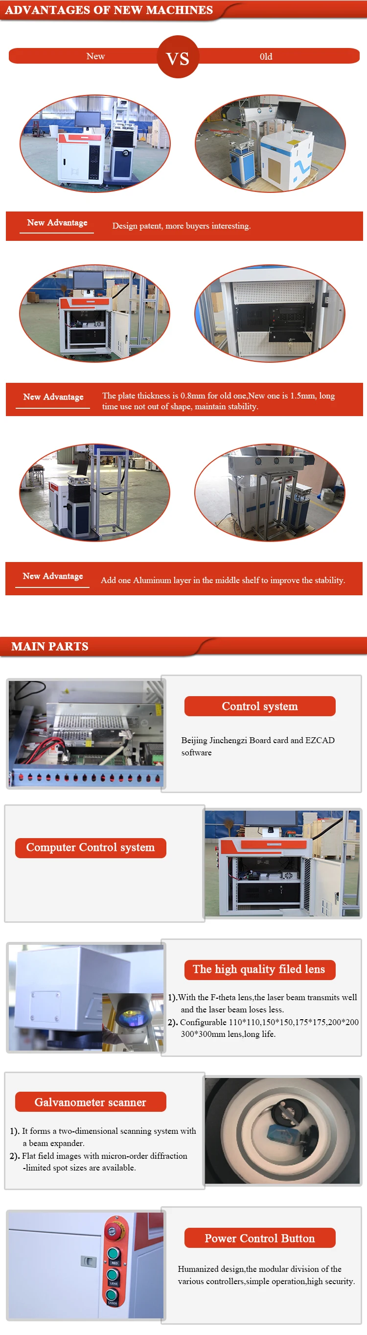 Effective co2 air cooling Carmenhas field mirror optional Co2 laser marking machinery