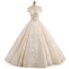 2018 Elegant Vintage Off Shoulder Vestido de Noiva French Lace Beaded Crystal Ball Gowns Top Custom Made Bridal Wedding Dress