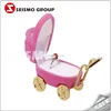 Unique Design Velvet Baby Stroller Shaped Ring Box