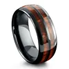 Black tungsten wood barrel ring wholesale Jewelry decent tungsten carbide rings