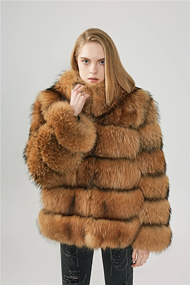 wholesale women winter real natural raccoon dog fur coat fashion