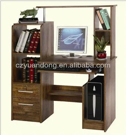 Wooden Computer Table With Bookshelf For Bedroom Office View