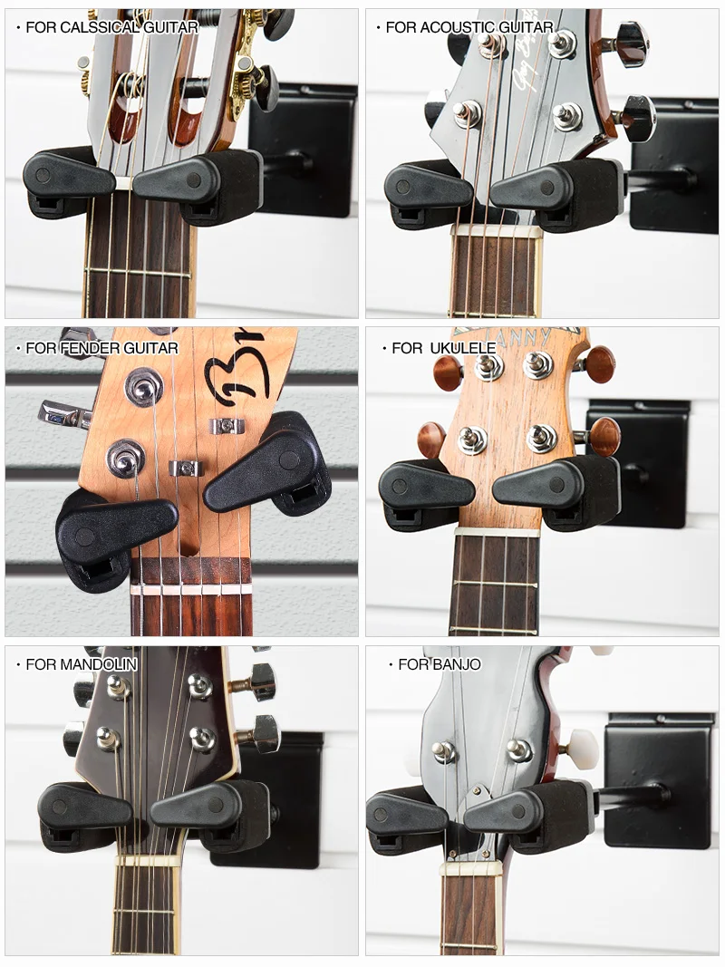 Adjustable Long Arm Gravity Self Locking Slat Guitar Hanger Hook Holder