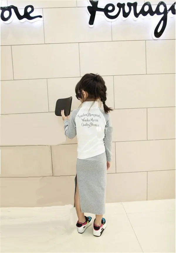 Korean children's leisure sports zipper jacket spring and autumn spring clothing +skirt 2pcs suit discount kids clothes online