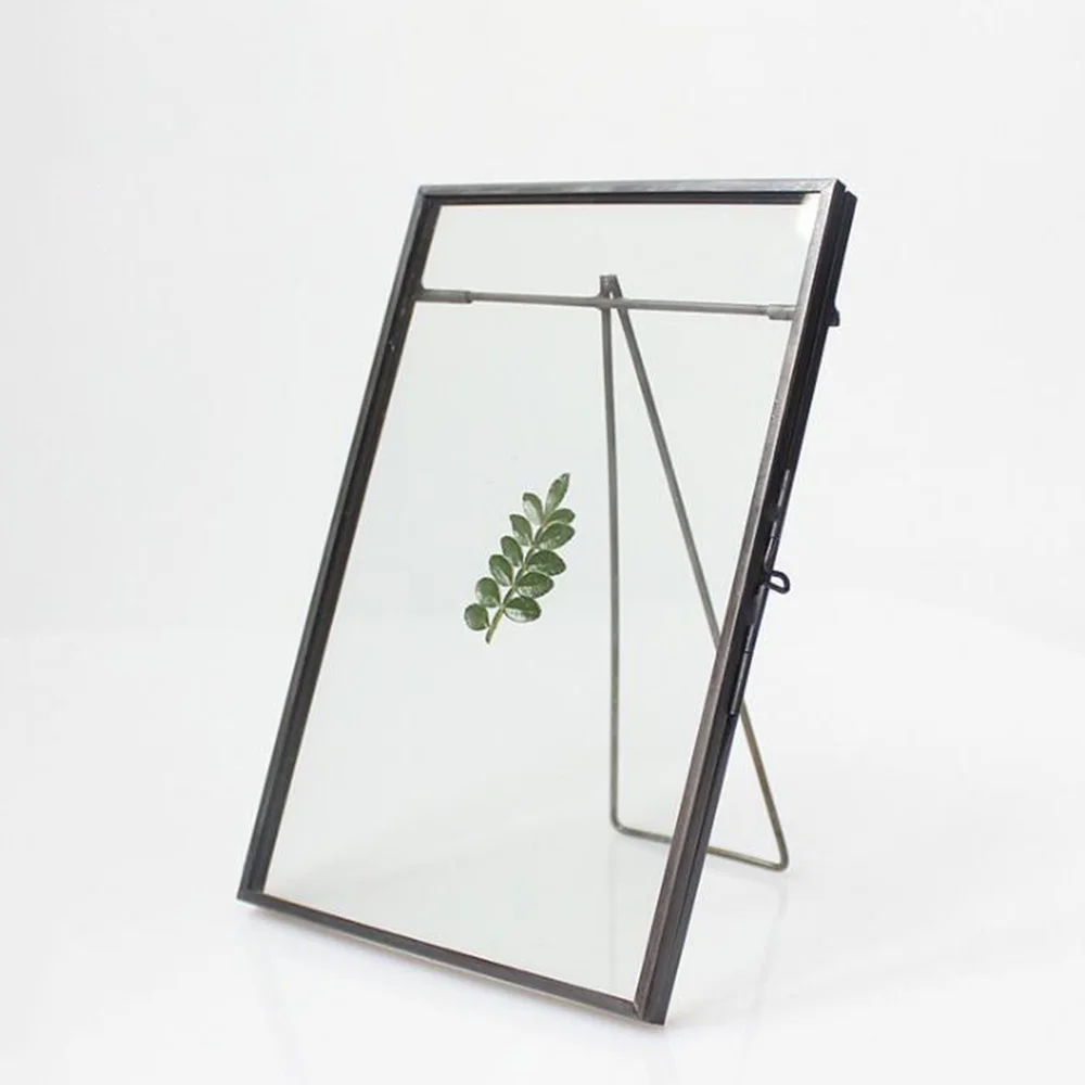 Simple 4x6inch Glass Floating Picture Frame Metal Table Top Wedding