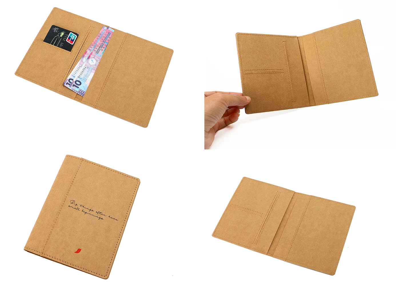 Ecofriendly Kraft Paper Card Wallet Brown Waterpoof Credit Card Wallet