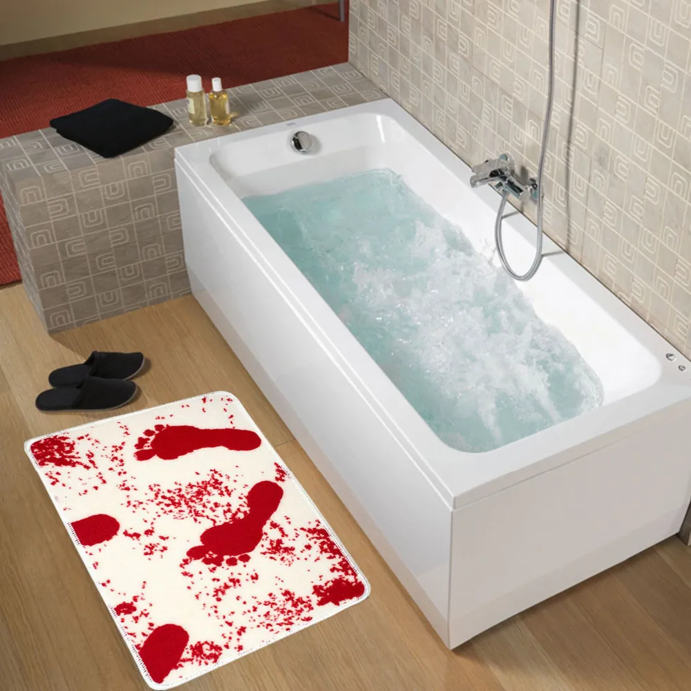 Halloween Scary Horror Novelty Blood Footprint Bath Tub Toilet Rug