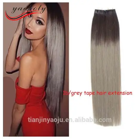 T1b Grey Ombre Hair Extensions 100g Virgin Brazilian Remy Hair Fita Adesiva 40pcs Hand Tied Skin Weft Tape In Hair Extensions View Weft Tape In Hair