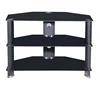 wholesale cheap glass and stainless tube legs durable black tv stand