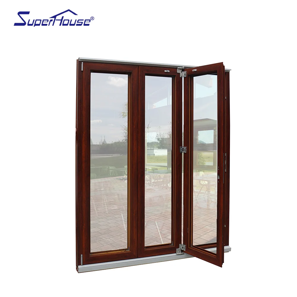 Transparent Low E glass folding door system soundproof folding doors exterior glass folding doors