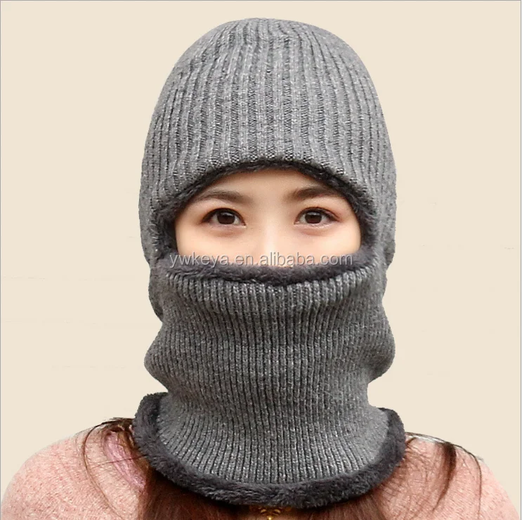 Thenxin Womens Winter Knitted Hat Fleece Lined Outdoor Windproof Ski Mask Balaclava Cap 