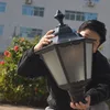 street vintage outdoor automatic sensor solar charged led lamp post garden light