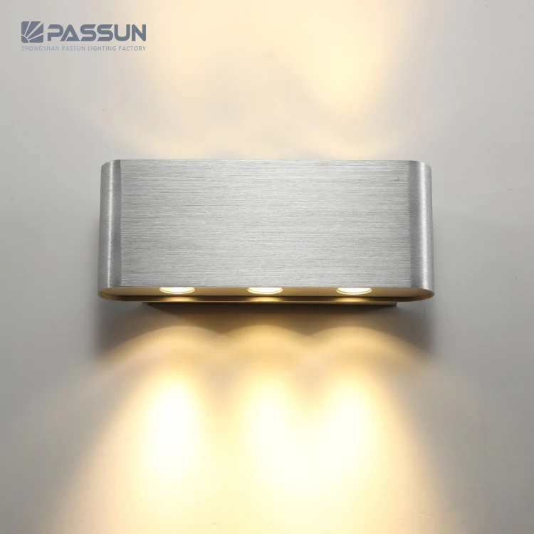 aluminium brushed silver 6w decorative led indoor wall light