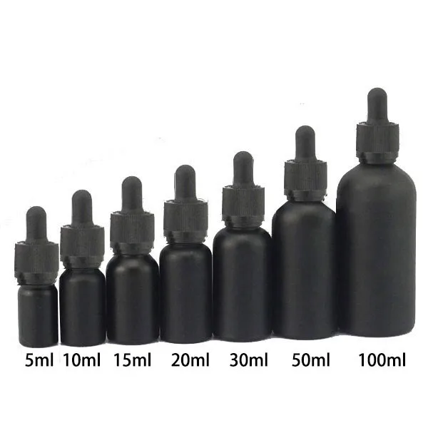 Glass 100ml 50ml 30ml 20ml 15ml 10ml 5ml Black Frosted Essential Oil
