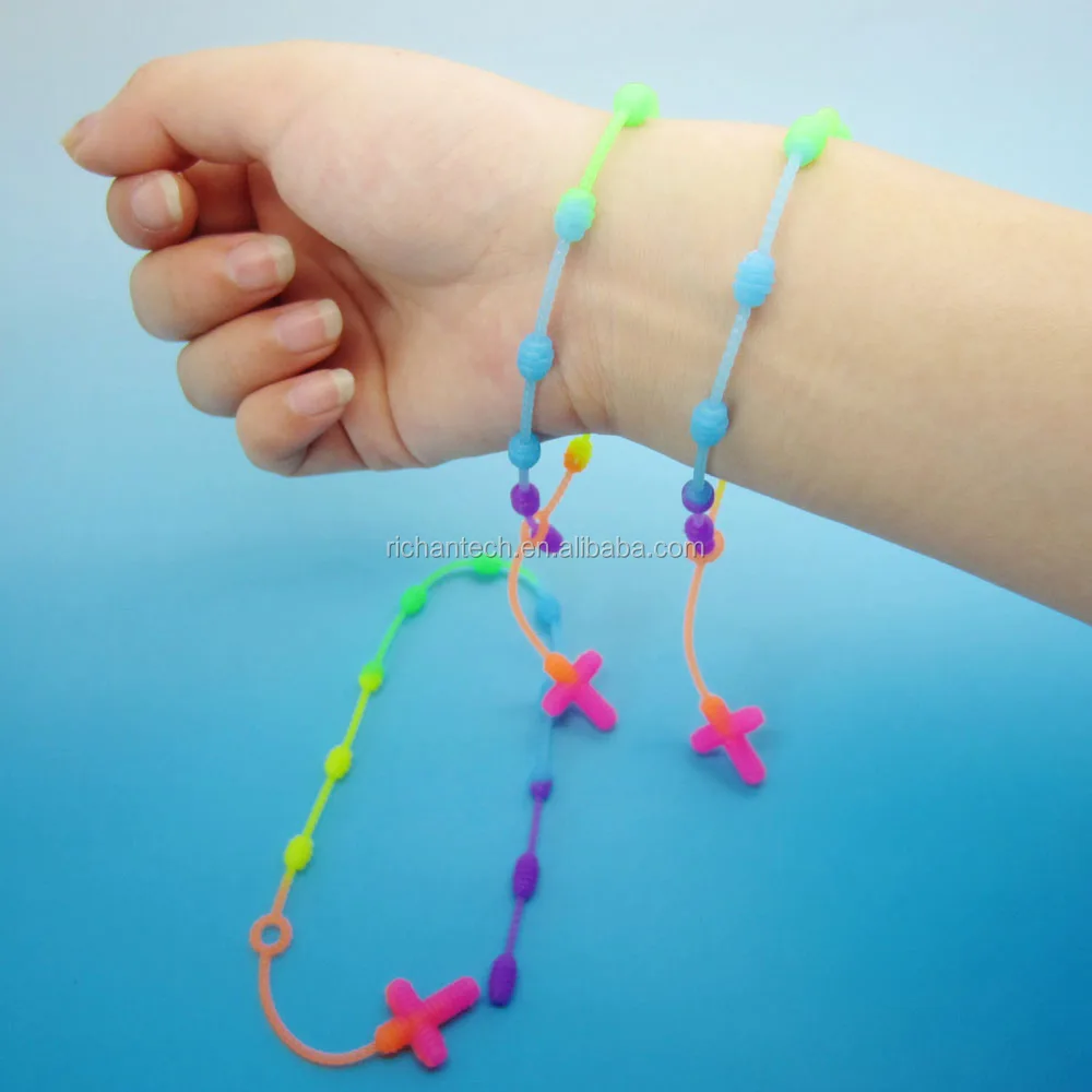 Selling Flexible Customized Colors Cross Rosary Silicone Wrist Hand