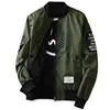 Men Green baseball Thin motorcycle Pilot bomber jacket